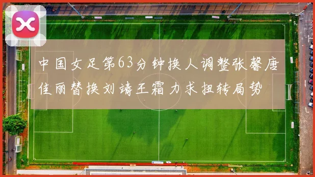 中国女足第63分钟换人调整张馨唐佳丽替换刘靖王霜力求扭转局势